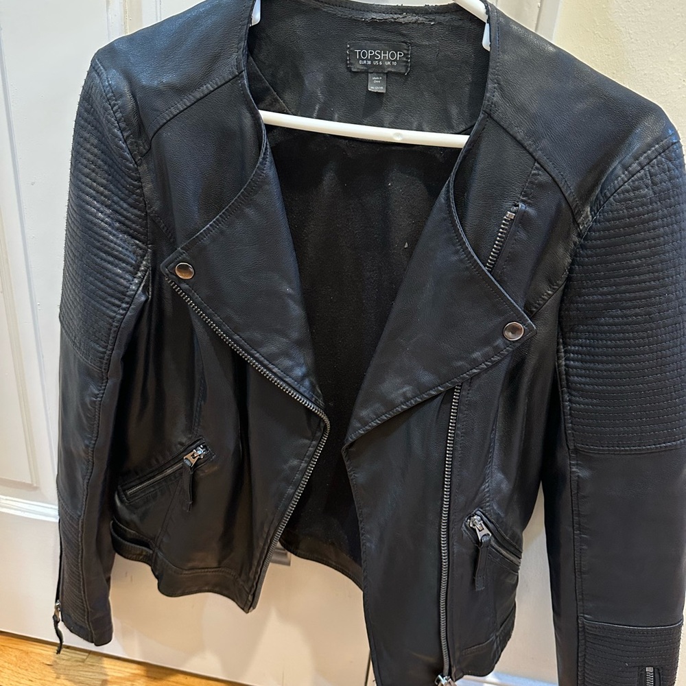 Topshop Classic Black Leather Jacket
